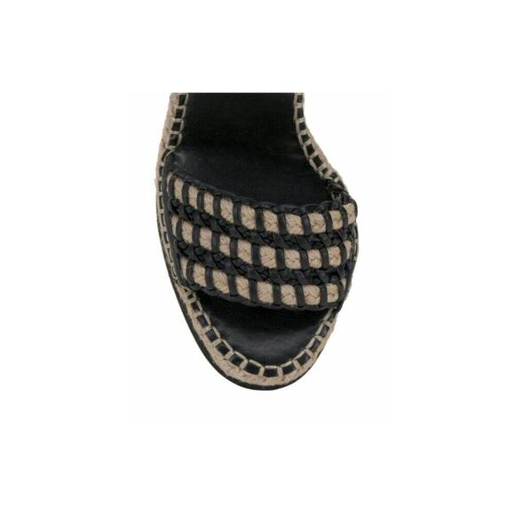 Vince Camuto Brisshel Leather Espadrille Wedge Sandal | Black & Natual | Sz 8.5 - Picture 12 of 13